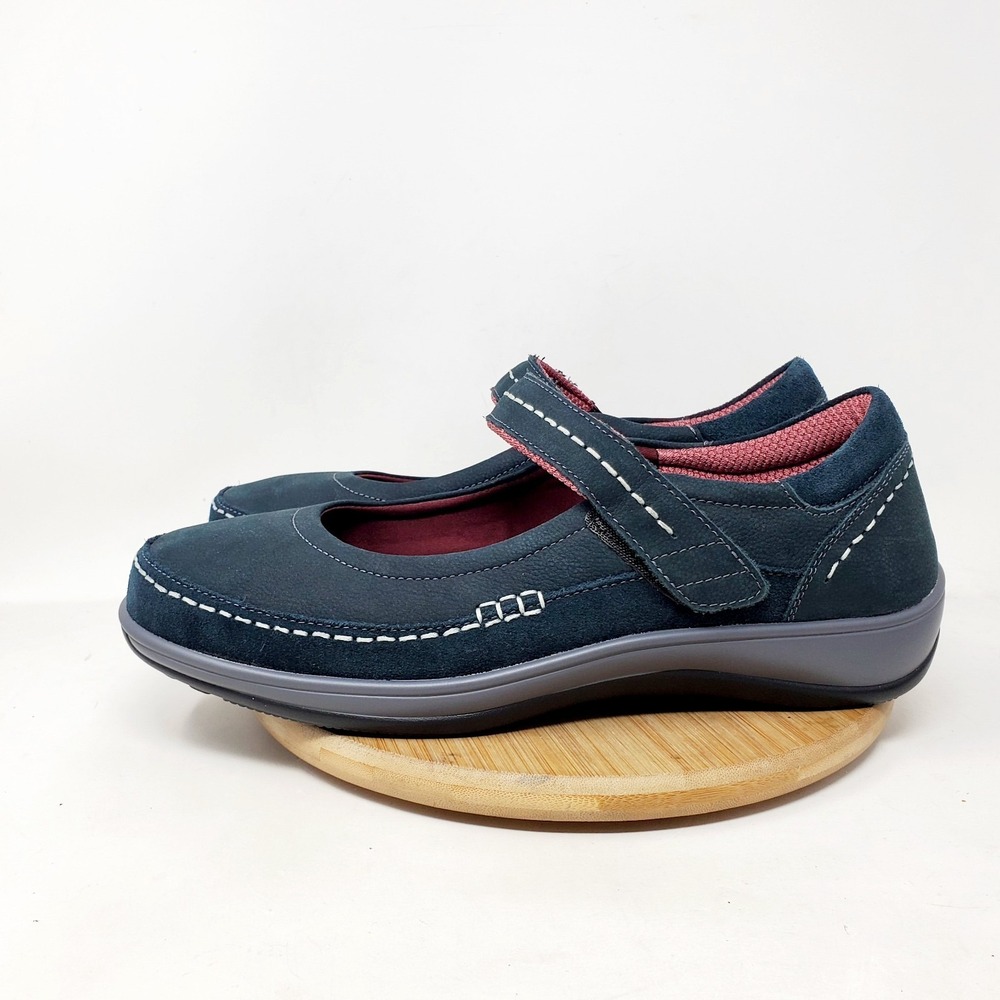 Orthofeet Athens Mary Jane Shoes Womens 11 D WIDE Blue Leather Sneaker 863
